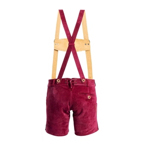 <b>Women's</b> Brown Corduroy <b>Lederhosen</b> Shorts With Purple Embroidery High Waist Overalls Vintage Style Breathable Fit - Product Image 6