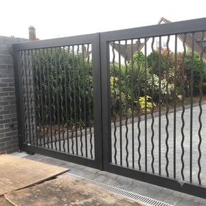 Portail de jardin double en acier forgé sur mesure, galvanisé et thermolaqué, portails d'entrée battants pour hôtel, marque KHP, design minimaliste - Product Image 4