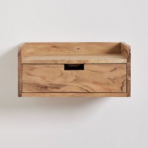 Mesita de noche flotante rectangular Vandana Nova Flux de 45x30 cm en madera de acacia de Narbonne - Product Image 4
