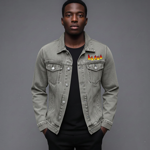 Veste en jean de haute qualité, sur mesure, 100% coton, tissu denim 14 oz, lavage vintage, broderie personnalisée sur le devant, mode hiver - Product Image 1