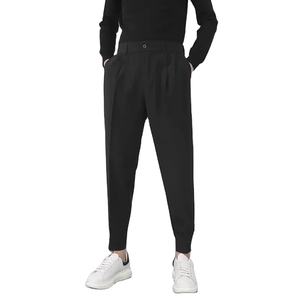 Pantalon blazer décontracté de style coréen pour hommes pantalon fuselé à taille élastique et plissé avec avant plat Service OEM disponible - Product Image 5