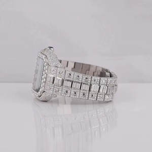 Montre de luxe pour homme et femme, style hip-hop, sertie de moissanite DVVS, bracelet carré en acier inoxydable, pour rappeurs, fabriquée en Inde. - Product Image 2