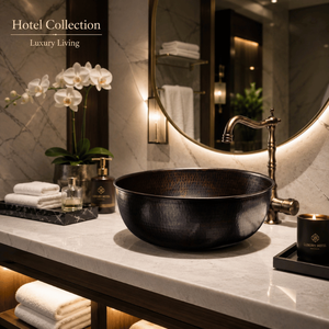 Premium Handcrafted Hammered Copper Vessel Wash <b>Basin</b> <b>Round</b> Luxury Countertop Bathroom Sink Artisan Metal Bathroom wash <b>Basin</b> - Product Image 3