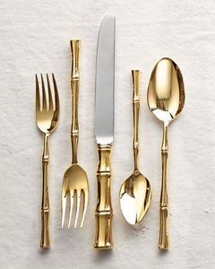 Ensemble de couverts métalliques élégants pour mariage, couteau, fourchette et cuillère en acier inoxydable, vaisselle pour fêtes, événements, traiteur et repas - Product Image 3