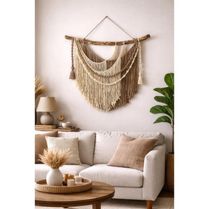 Bohemia Macrame Wall Hanging Natural Fiber Fringe Art Piece Irregular Shape Home Decor Living Room Nature Theme - Product Image 3
