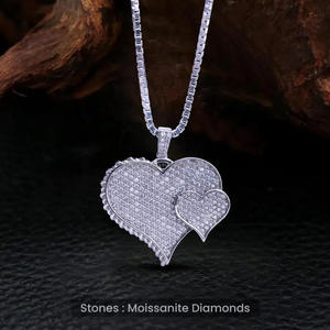 Fully Iced <b>Heart</b> <b>Shape</b> Pendant Necklace In Sterling Silver With Moissanite Diamonds Urban Hip Hop Jewelry - Product Image 6