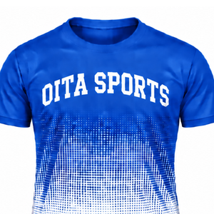 Cobalt Blue and <b>White</b> Gradient Sublimation T <b>Shirt</b> <b>Men</b> <b>Short</b> <b>Sleeve</b> Crew Neck Custom Printed Sports Training Performance - Product Image 3