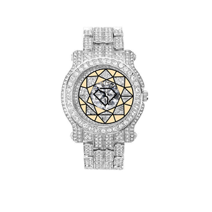 Reloj de Lujo con Incrustaciones de Moissanita, Estilo Hip Hop, de Cuarzo, Acero Inoxidable, para Hombre, con Fecha Automática, Personalizable, 46 mm - Product Image 1
