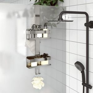 Étagère de douche suspendue en acier inoxydable 304 brossé argenté pour salle de bain - Product Image 1