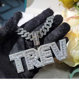 Custom Name Letter Moissanite <b>Pendant</b> 925 <b>Silver</b> Hip Hop Bling Jewelry Micro Insert Themed <b>Pendant</b> Everyday Wear <b>Initial</b> <b>Pendant</b> - Product Image 5