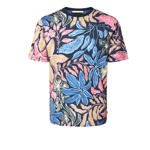 Camiseta de punto para hombre, de manga corta, cuello redondo, estampado floral, corte regular, estilo casual - Product Image 3