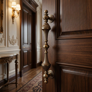 Poignée de porte cannelée en laiton massif Centurion |   Poignée de porte d'entrée moderne et durable pour usage hôtelier |   Architecture décorative - Product Image 4