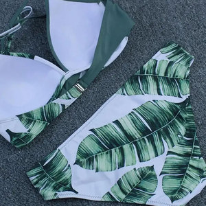 Women's Striped Bikini Set Two Piece Halter <b>Top</b> Tie Side Bottom Spandex Polyester Swimwear Front Logo High Waist - Product Image 5