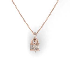 Pendentif Cadenas en Argent Plaqué Or Rose avec Diamants, Design Cœur et Ruban, Diamants de Laboratoire, Bijou Romantique pour Anniversaire Femme - Product Image 2