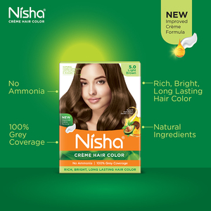 Nisha longue durée 100% gris couverture coloration permanente pour les femmes brun clair 20g + 20ml pochette crème couleur des cheveux - Product Image 4