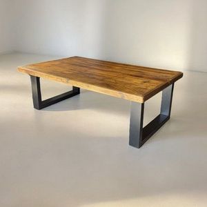 Modern Round <b>Wood</b> Coffee <b>Table</b> With Metal Frame Industrial Design Storage Living Room Furniture - Product Image 2