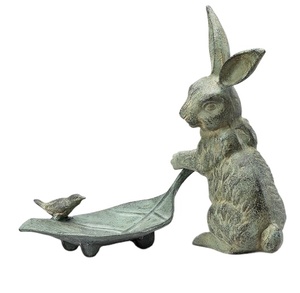 รูปปั้นกระต่ายสำริดโลหะศิลปะสมัยใหม่รูปปั้นตกแต่งสวนงานฝีมือแฮนด์เมดสไตล์ชนบทรูปปั้นกระต่ายอีสเตอร์ตกแต่ง - Product Image 1