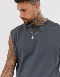 Débardeur sans manches pour homme, couleur unie, col rond, décontracté, tricoté, respirant, en coton, gris foncé - Product Image 2
