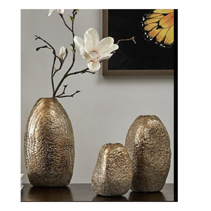 Decorative Aluminum Table <b>Vase</b> <b>Unique</b> Textured Metallic Desk Ornament Hotel & Wedding Decoration Wholesale Flower Pot - Product Image 1