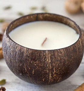 Vente en gros Vietnam Bol en coquille de noix de coco biologique Forme personnalisée multitype pour décoration parfumée à usage domestique Prix bon marché Autres bougeoirs - Product Image 3