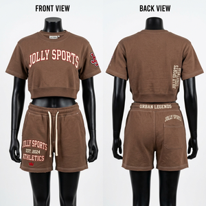 Women Crop Top Shorts Set GSM Spandex Sublimation Print Graffiti <b>Elastic</b> Waist Quick Dry Heat 100% Cotton T shirt & Short Set - Product Image 2