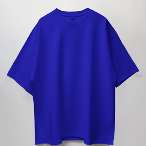 T-shirt bleu pour homme à col rond et manches courtes, coupe classique, couleur unie, tricoté, design uni, en coton - Product Image 6