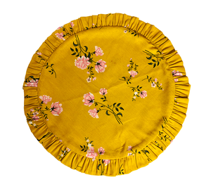 Round Frill design Floral Placemats Handmade Poly Cotton Fabric <b>Table</b> <b>Mat</b> for Dining <b>Table</b> For Home Hotel Restaurant Use - Product Image 1