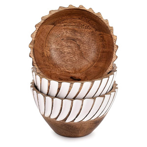 ชุดชามไม้ธรรมชาติสีขาวแบบโบราณชามไม้มะม่วง3ชิ้นสำหรับสร้างความบันเทิงอาหารว่างขนาดเล็กเคาน์เตอร์ห้องครัวชามลูกอม - Product Image 1