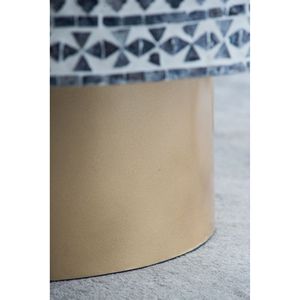 Tavolino da Caffè 35x35x16 in Materiale Capiz Grigio Nero Avorio con Base a Piedistallo Dorato - Product Image 6