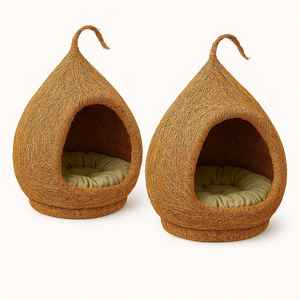 Nichoir pour oiseaux en fibre de coco écologique, structure en fil d'acier, surface thermolaquée |   Cage extérieure durable et éco-responsable - Product Image 2