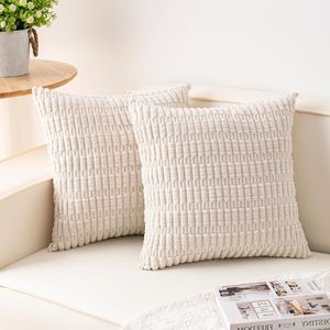 Fodere per cuscini decorativi in velluto a coste stile moderno rustico, confezione da 2, 45x45 cm, morbidi a righe per divano e soggiorno - Product Image 1
