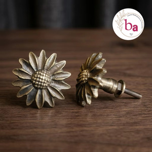 Poignées de meuble en fonte motif floral, design industriel, durables, pour hôtels, entrepôts, bars et tiroirs de rangement - Product Image 1