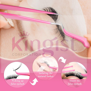 Ensemble de pinces à cils avec étui, logo personnalisé, acier inoxydable bleu, logo sur mesure - Product Image 5