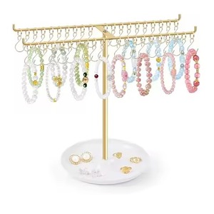 Support à bijoux en métal classique, organisateur de rangement décoratif pour colliers, boucles d'oreilles, bracelets, bagues, pour la maison, la coiffeuse et la table de maquillage - Product Image 1