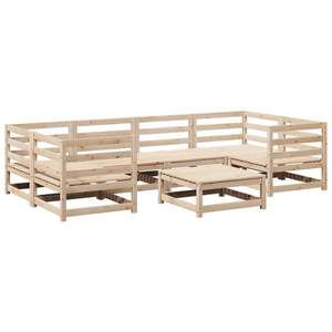Grand ensemble de canapés de jardin modulaires en bois de pin massif naturel, meubles d'extérieur élégants - Product Image 2