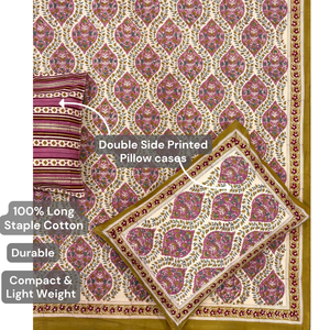 Soft Premium Grade Eco-Friendly Floral Jaipuri Indian Pigment Printed 100% Cotton Bedsheet Set Breathable 200TC <b>King</b> <b>Size</b> Home - Product Image 3