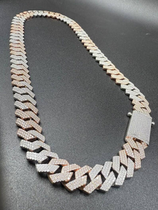 Moissanite Silver Cuban Link <b>Chain</b> Hip Hop <b>Iced</b> <b>Out</b> Two Tone Statement Necklace Luxury Bling Jewelry Gift For Men - Product Image 4