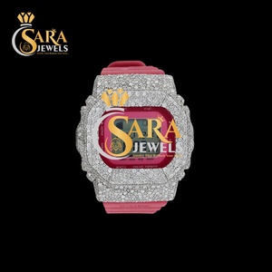 พรีเมี่ยม VVS iced Moissanite นาฬิกาเพชร22mm ความกว้างของนาฬิกาโลหะตะขอแก้วที่ซ่อนอยู่รุ่นที่มีจำนวนจำกัดวันวาเลนไทน์ - Product Image 3
