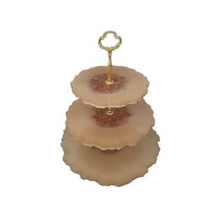 Soporte de Pastel de Resina Epoxi de Lujo de 3 Niveles con Detalles Dorados para Decoración de Bodas, Elegante Soporte de Exhibición de Cupcakes con Aspecto de Mármol y Servidor de Postres - Product Image 2