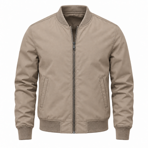 Premium & Breathable Custom Logo Print New Design Reasonable Price High Quality <b>Black</b> Men's Bomber Jacket with Stand Collar - Product Image 2