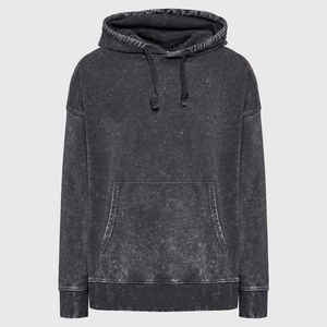 Sweat-shirt à capuche décontracté pour homme, en polyester 100 %, brodé, noir délavé, avec poche kangourou - Product Image 4
