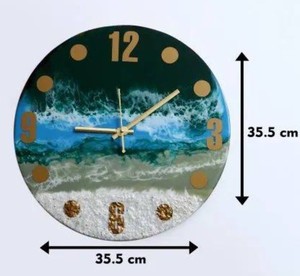 Handmade Resin Wall <b>Clock</b> Round Beach Ocean Decor Single Face 12 Inch 30 cm for Living Room & Hallway High Quality & Finishing - Product Image 5