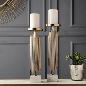 Contemporary Gold Metal <b>Candle</b> Stand Set with Durable Base Perfect for Elegant Home and Table Decor Available In <b>Bulk</b> Quantity - Product Image 4