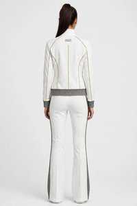 Conjunto Deportivo de 2 Piezas para Mujer, Color Blanco con Bloques de Color, Chaqueta con Cierre y Cuello Alto, Pantalones Acampanados - Product Image 2