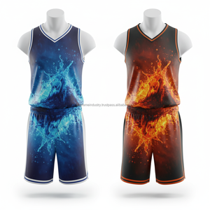 ชุดเสื้อบาสเก็ตบอลลายกราฟิกสุดเท่ |   ชุดทีมซับลิเมชั่นแบบกำหนดเอง โพลีเอสเตอร์ 100% แห้งเร็ว แบบไม่มีแขน - Product Image 3
