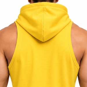 <b>Men</b> <b>Gym</b> Stringer Tank Top Sleeveless Bodybuilding Cotton Casual Workout <b>Vest</b> With Front Pocket And Drawstring Hood - Product Image 5