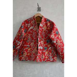 Chaqueta Floral Reversible de Algodón para Mujer, Ligera, Acolchada, Estilo Casual Hecho a Mano - Product Image 2