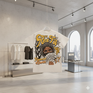 Camiseta gráfica negra para hombre de alta calidad, 100% algodón, corte holgado, impresión DTG, estilo cropped y boxy. - Product Image 1