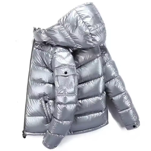 Blouson matelassé argenté brillant pour homme et femme, chaud, à capuche, imperméable, coupe-vent, avec logo personnalisé, pour l'extérieur - Product Image 5