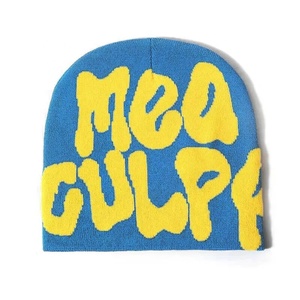 Anime Mea Culpa Y2K Bonnet d'hiver pour femmes Bonnet de ski doublé en satin avec motif à revers pour hommes et femmes Bonnets de ski - Product Image 1
